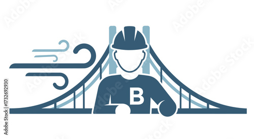 Professional builder icon with hard hat and initial B.