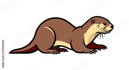 Cute brown river otter cartoon vector illustration.