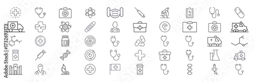 Healthcare Medical Outline Vector Icon Collection