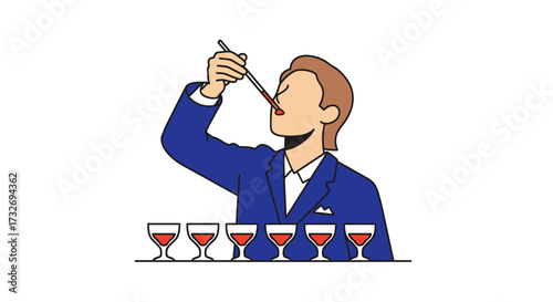 Professional sommelier conducting a formal red wine tasting.