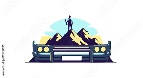 Conceptual Illustration of Automotive Adventure and Achievement.