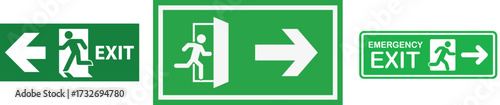 Exit Sign Vector Set. Stock Illustration. Isolated A simple modern green exit sign exit direction with arrow rounded rectangle tool in green exit sign collection illustration Vector art of green