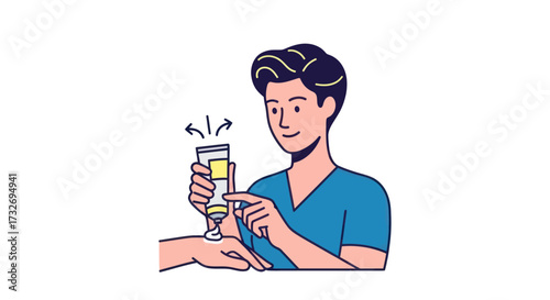 Young man demonstrating how to use a product from a tube.