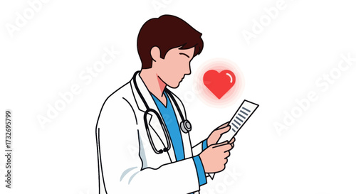 Caring male doctor in a white coat reviewing patient results.