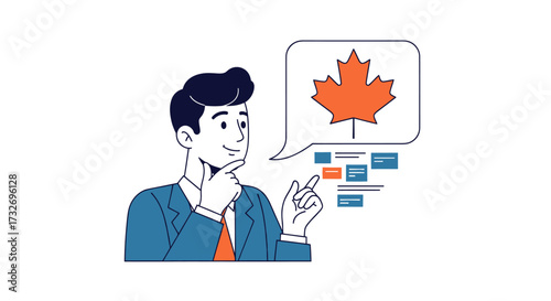 Thoughtful businessman considering opportunities related to Canada.