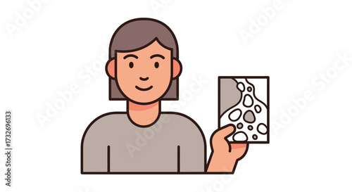 Person holding a medical diagram of cellular structure.