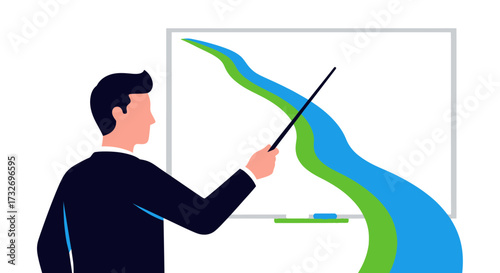 Professional businessman giving a presentation with a pointer.