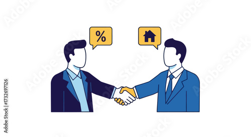Businessmen shaking hands finalizing a real estate mortgage agreement.