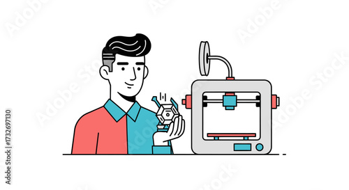 Young engineer holding a small prototype from a 3D printer.