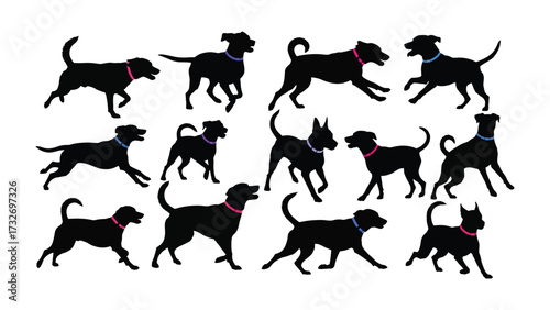 Canine Silhouette Collection: A diverse array of dog silhouettes in various poses, showcasing the elegance and playfulness of our loyal companions.
