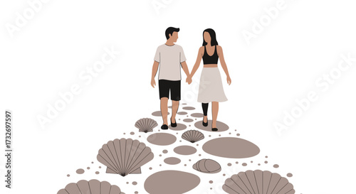 Couple with woman having a prosthetic leg walking hand in hand.