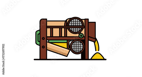 Vector Illustration of an Industrial Sifting and Processing Machine.