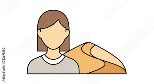 Stylized icon of a faceless woman with a blanket.
