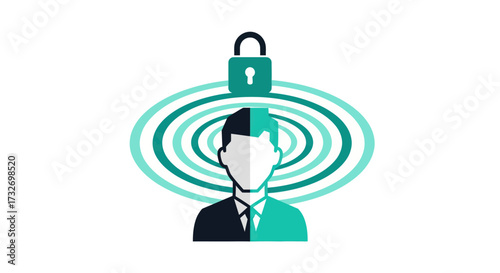 User identity protection with a secure lock symbol.