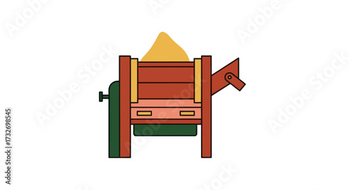 Colorful wooden sand sifter playground equipment illustration.