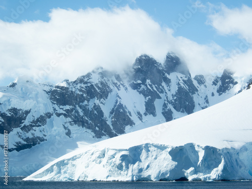 Antarctica mountains with snow on top