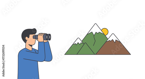 Side profile of a man observing with binoculars.