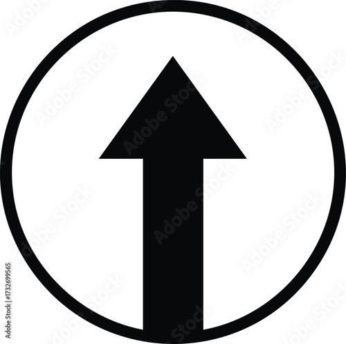 Vector art of black arrow pointing upwards inside a circle