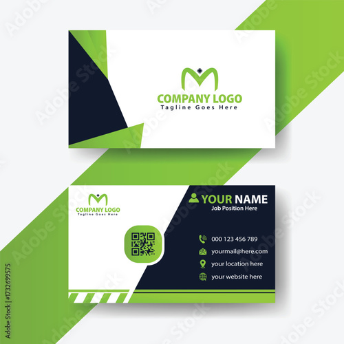 Professional Double Sided Visiting Card Design with QR Code and Clean Layout. Elegant Minimalist Business Card Template for Entrepreneurs and Agencies