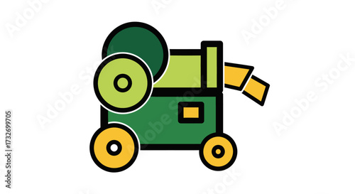 Green agricultural fodder chopper machine icon illustration.
