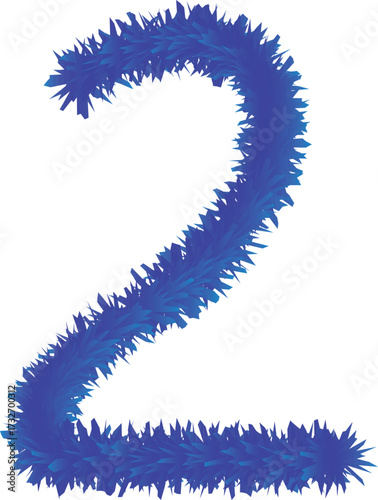 Vector art of blue fuzzy number 2