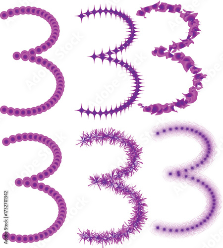 Vector art of purple number three pattern