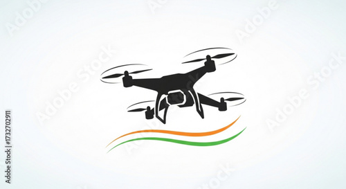 Drone silhouette with indian flag colors, symbolizing technology, innovation, and progress in india