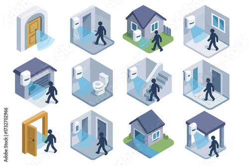 Doorframe motion node sensor backyard icon icons vector unit zone entrance