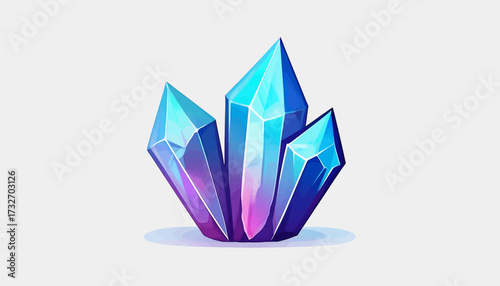 A cluster of vibrant, faceted blue and purple crystals with sharp edges, glowing with internal light against a plain background, suggesting preciousness and natural formation.