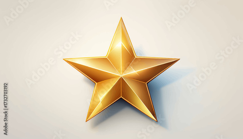 A single, golden, five-pointed star casting a subtle shadow on a light cream-colored surface.