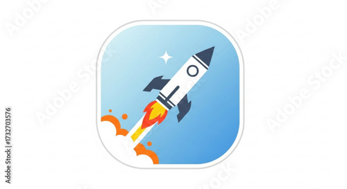 Illustration of a rocket launching into space, symbolizing startup, innovation, and technological advancement
