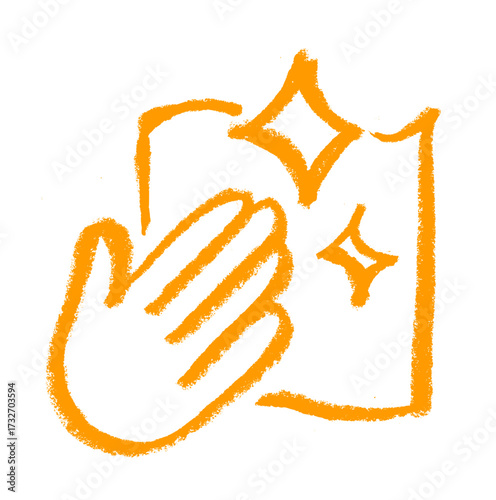 Sparkling Clean Icon Crayon Chalk Drawing Doodle Vector