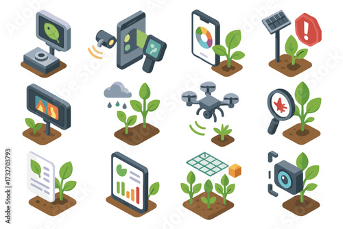 Analysis icon ai detector canopy checker scanner disease vector health crop remote