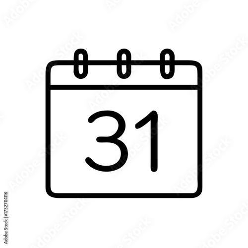 Calendar illustration featuring a large date number 31, with a minimalist design and clean lines, representing time management and organization in daily life