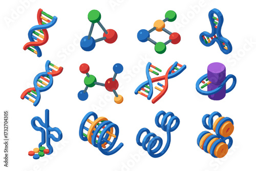 Acid molecule biology peptide vector line molecular trna loop icons gene icon