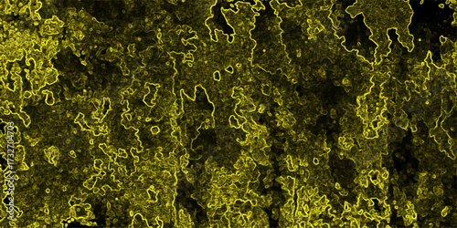 Abstract textured background with glowing yellow organic shapes and dark distressed grunge effect vector