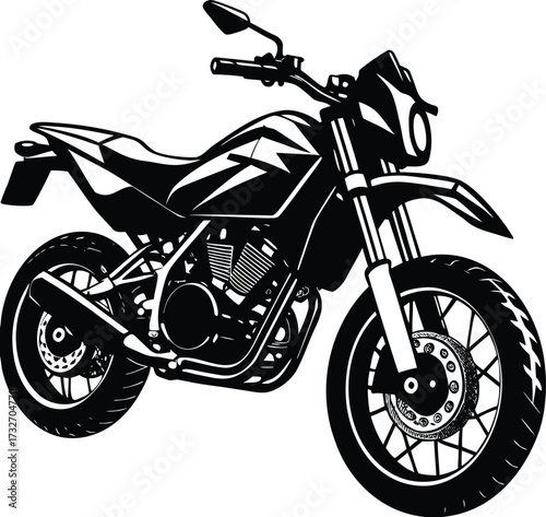 Classic black motorcycle vector illustration on a white background