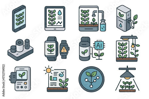 Dashboard app smart vector voice icon ai garden remote algorithm unit care