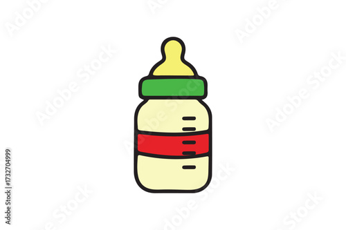 Baby bottles vector icon on white background.
