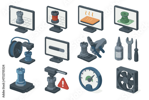 Check vector icons d icon heating support print screen printing error build