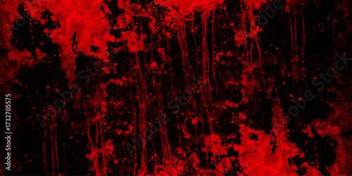Dark abstract background with intense red blood splatter and grunge textures for horror or dramatic themes