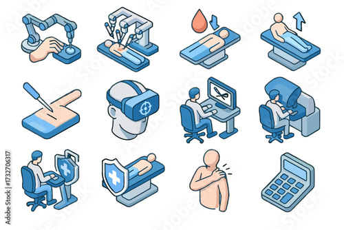 Robotic ergonomics remote vision smaller recovery vector infection icon loss surgery reduced