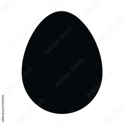 A single black egg on a white background, representing a unique start or an unknown possibility.