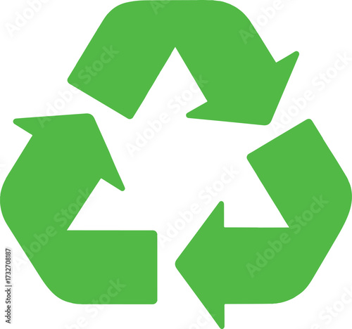 Green Universal Recycling Symbol Icon for Environmental Awareness and Ecology Design