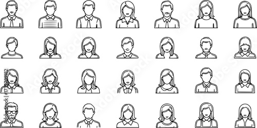 Simple set of user icons in trendy line style.