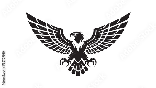 Eagle with outstretched wings a black and white vector illustration suitable for logos and graphic design