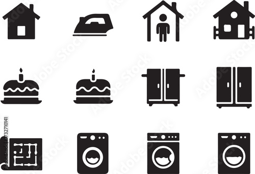 vector set of home and building icons for web and business design