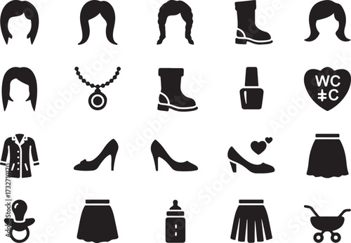 Set of women shoes and fashion accessories illustration