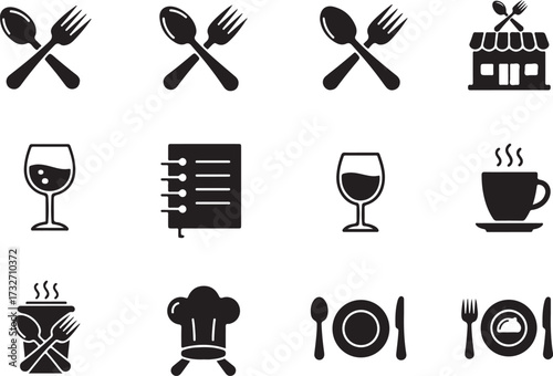 Restaurant icons set vector illustration