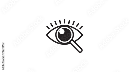 Eye with magnifying glass icon simple line vector illustration for vision check isolated on white background